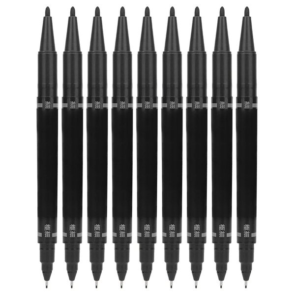Joyzan Marking Pen, Double End Marker Piercing Positioning Marker Tool Removable Markers Aesthetic Procedures Surgical Stencil Sites Bold Tip Scribe Piercing Positioning Art Men Women 10pcs Black