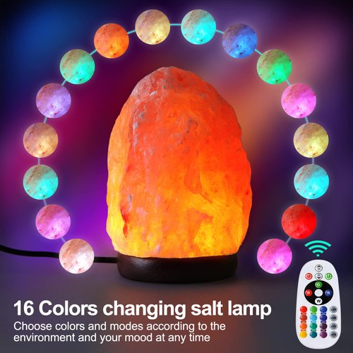 pursalt Himalayan Salt Lamp Night Light with Remote Control, Upgraded 16 Colors Changing & 4 Light Modes LED USB Salt Rock Lamp, Natural Crystal Pink Mini Small Salt Lamp for Home Decor and Gift