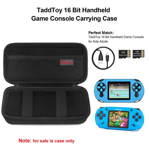 Elonbo Carrying Case Compatible with TaddToy 16 Bit Handheld Game Console for Kids Adults, Classic Retro Video Games Travel Storage Cover Bag, Portable Electronic Game Player Organizer Holder, Black
