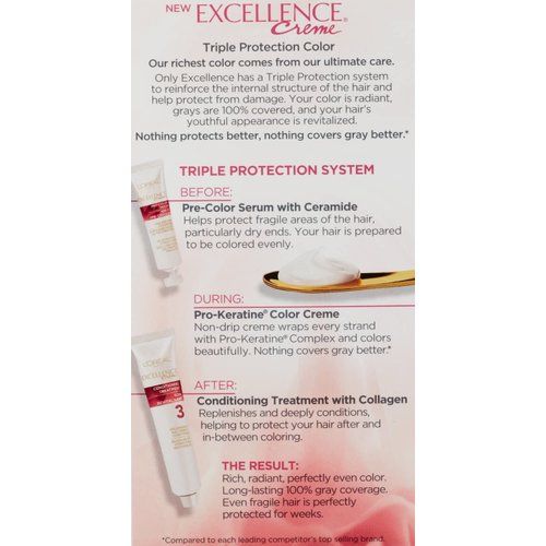 L'Oreal Paris Excellence Creme Triple Protection Hair Color, Light Auburn (Warmer) [6R] 1 ea (Pack of 3)