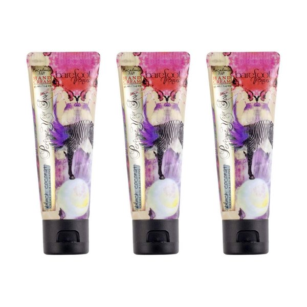 Barefoot Venus Macadamia Hand Cream 1.4 Ounces - 3 Pack (Black Coconut)
