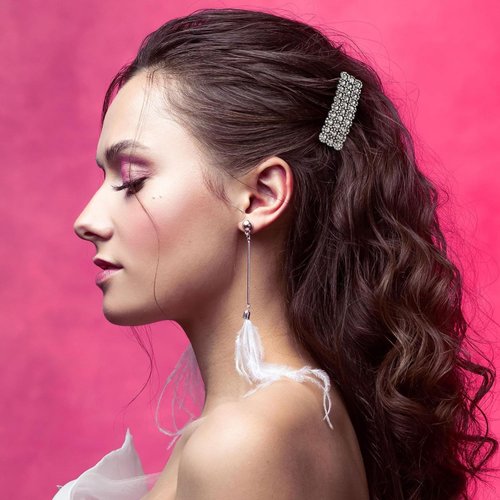 2Pcs Black Sliver Barrettes for Women, Rhinestone Snap Hair Clips, Shining Crystal Clips, Rectangular Hairpins Decorative, Clips and Barrettes Korean Barrettes for Party Wedding Daily Girls Hair