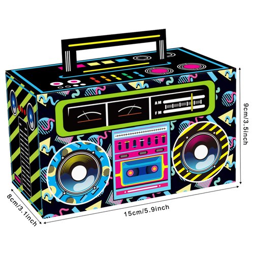 24pcs 80s 90s Novelty Party Favor Boom Boxes Back to The 80s Hip Hop Theme Retro Radio Gift Boxes for Birthday 1980 Party Pecorations