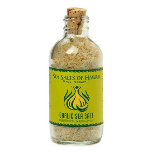 Sea Salts Of Hawaii Garlic Salt Flavored Hawaiian Sea Salt, 4 Ounce Bottle - Made in Hawaii