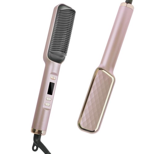 Hotodeal Hair Straightener Brush, Ceramic Negative Ion Hair Straightener Styling Comb, 20S Fast Heating Hair Straightener Comb, Anti-Scald Design Hair Brush Straightener for Women