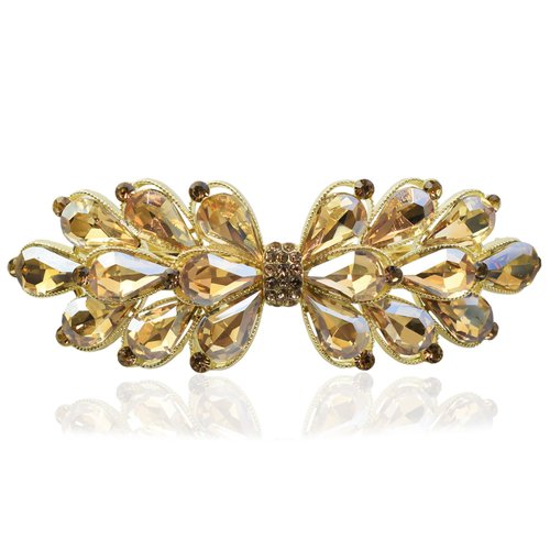 JULIYOOYOO Crystal Hair Barrette Clips for Women and Girls,Stylish and Elegant Hair Accessories,Hair Barrette Clip with Rhinestones Embedded as Decoration Teacher Appreciation Gifts(Yellow)