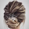 Allereyae Pearl Wedding Hairpins Barrette Pearl Flower Hair Pins Barrette Silver Pearl Bridal Headpieces Decorative Head Clip Headwear Bridal Hair Accessories for Women (Silver)