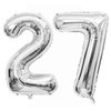 Silver 27 Number Balloons, 40 Inch Giant Number 27 Balloons Foil Mylar Helium Silver Number Balloons for 27th Birthday Party Supplies Anniversary Event Celebration Decorations