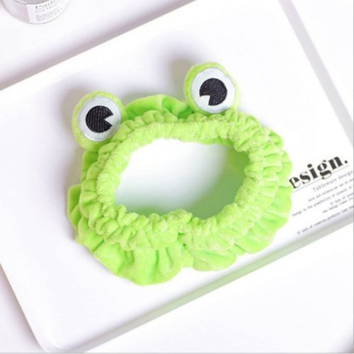 FANBODTA Funny Frog Headband, Hair Band Green Frog Makeup Headband, Frog Eye Elastic Headband Cute Frog Headband for Face Washing Frog Head Wrap Green Funny Hair Band Elastic