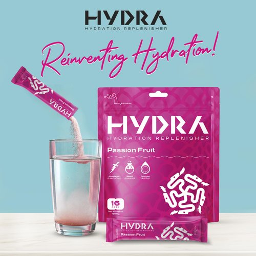 Hydra Powder Key Nutrients Electrolyte Powder Packets - Sports Hydration Drink with Vitamins & Electrolytes - Low Sugar Electrolyte Mix Hydrate Packets - Passionfruit (16 Packets)
