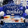 Blue Birthday Decorations for Men Women, Happy Birthday Decorations for Men Women Boys Disco Party Decoration Backdrop & Tablecloth Silver Disco Arch Kit Star Balloon Party Supplies Table Cover