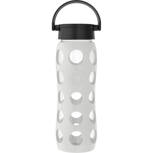 Lifefactory 22-Ounce Glass Water Bottle with Classic Cap and Protective Silicone Sleeve, Stone Gray