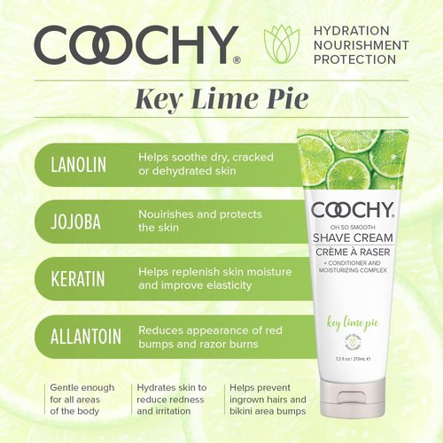 Coochy Intimate Shaving Cream | Shave Conditioner & Moisturizer for Face & Body | Ideal for Sensitive Skin Care, Anti-Bump | Key Lime Pie, 7.2 oz