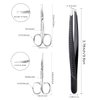 Facial Hair Small Grooming Scissors for Men Women-Curved and Rounded Nose Hair, Eyebrow, Mustache, Eyelashes, Beard Trimming Scissors Kit-Safety Blunt Tip Baby Nail Scissors with Eyebrow Tweezers Set