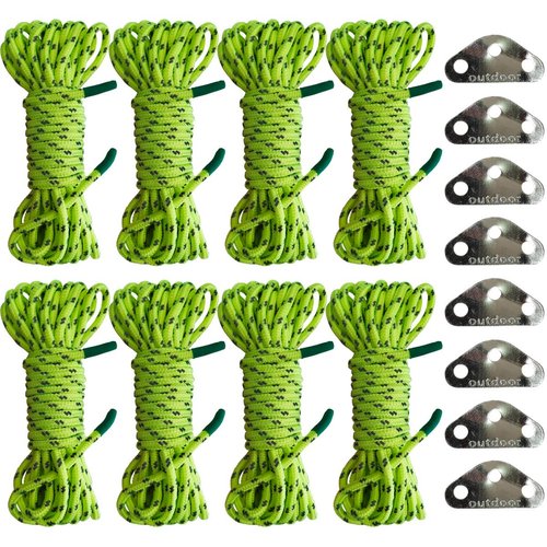 Beefoor Guyline Tent Rope Double-Reflective with 3-Eye Rope Tensioners, 8-Pack Light Tent Cord for Camping Hiking Backpacking (4mm/13ft)