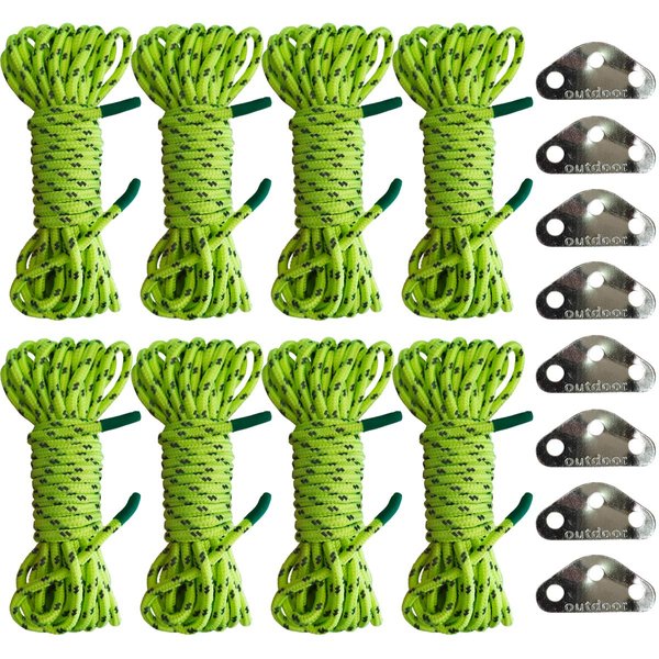 Beefoor Guyline Tent Rope Double-Reflective with 3-Eye Rope Tensioners, 8-Pack Light Tent Cord for Camping Hiking Backpacking (4mm/13ft)