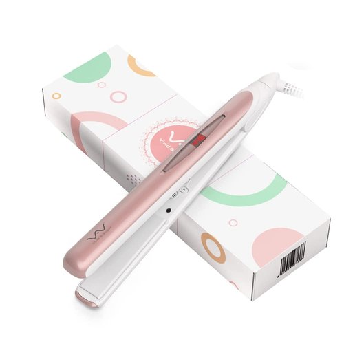 Flat Iron Hair Straightener and Curler 2 in 1 Curling Iron and Straightener Heat Up Fast with LCD Display Professional Ceramic Coating 1 Inch Temperature Adjustment 284-446 °F, Hair Styling Tool