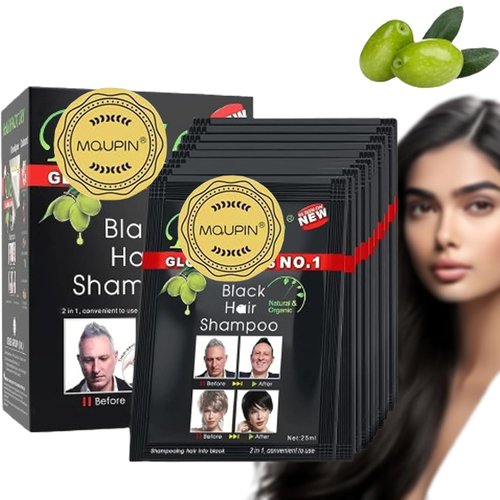Black Hair Shampoo,10 PCS Instant Black Hair Dye for Men Women Natural Ingredients, Easy to Use, Lasts 30 Days,Permanent Hair Dye
