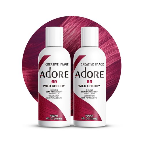 Adore Semi Permanent Hair Color - Vegan and Cruelty-Free Hair Dye - 4 Fl Oz - 069 Wild Cherry (Pack of 2)