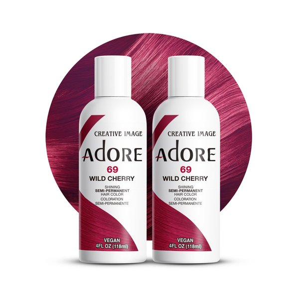 Adore Semi Permanent Hair Color - Vegan and Cruelty-Free Hair Dye - 4 Fl Oz - 069 Wild Cherry (Pack of 2)