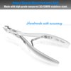 Cuticle Trimmer with Cuticle Pusher - Cuticle Remover Cuticle Nipper Professional Stainless Steel Cuticle Cutter Clipper Durable Pedicure Manicure Tools for Fingernails and Toenails - Half Jaw