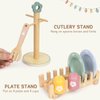 20 PCS Kitchen Playset with Wooden Toy Plates and Dishes, Montessori Kitchen Toys for Girls and Boys, Wooden Play Kitchen Accessories for Kids Toddlers Aged 3 and up