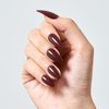 GLAMERMAID Dark Brown Press on Nails Medium Almond, Natural Glossy Jelly Gel Nails Stiletto Fake Nails with Design, Short Oval Stick Glue on Nails Tips for Women, Reusable Acrylic Daily False Nail Kit