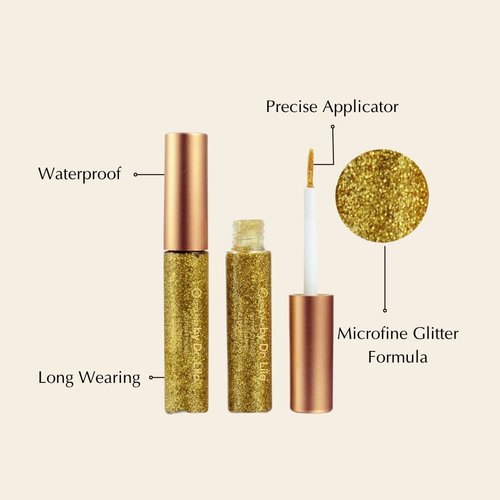 EPILYNX Hypoallergenic Eyeliner, Glitter Liquid Eyeliner I Gluten Free and Vegan for Sensitive Skin (2: Yellow Gold) by Dr. Liia Long