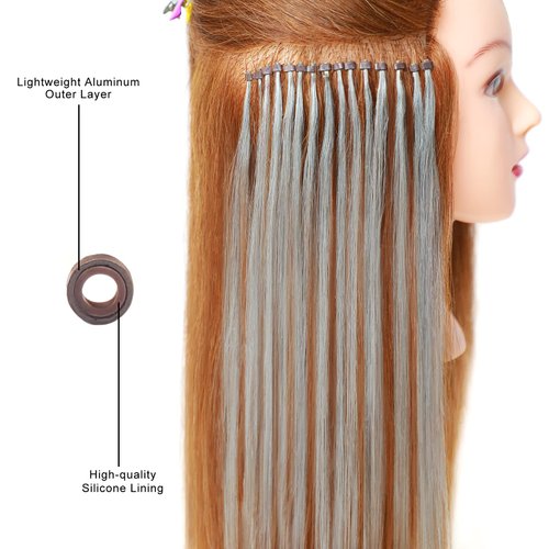 2500pcs Hair Extensions Beads Micro Links Rings Beads,5mm Silicone Lined Beads for I Tip Extend Human Hair
