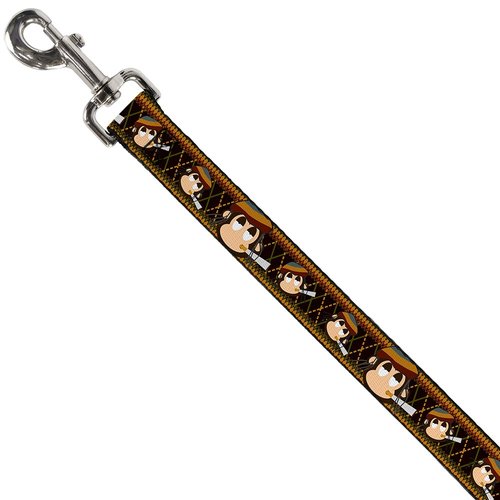 Dog Leash Multi Smoking Monkey Argyle Brown 4 Feet Long 0.5 Inch Wide