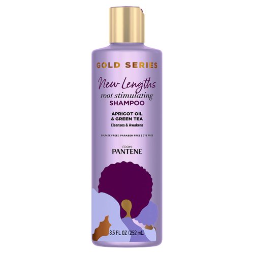 Pantene Gold Series New Lengths Root Stimulating Shampoo with Apricot Oil &amp; Green Tea, for Natura...