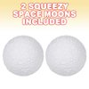 ArtCreativity Squish Moons, Set of 2, Slow Rising Squeezy Space Themed Stress Relief Toys for Kids, 2.5 Inches Squeezable Outer Space NASA Party Favors and Desk Decorations