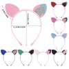 Fishdown Rainbow Cat Ears Headband, 8 Pack Glitter Cat Ears for Kids Girls, Daily Wearing and Party Decorations