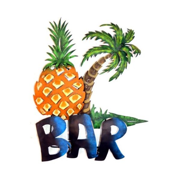 Bar Sign | Artisan Crafted Painted Iron Plasma Cut | Metal Wall Art | Tropical Bar