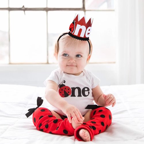 Cheerupp 1st Ladybug Birthday Hat for Girls, 1st Birthday Hat Crown for Sweet Little Lady beetle Spring Themed First Birthday Party Decorations Supplies