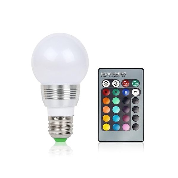 [Pack of 2] 16 Colors Change LED Bulbs E27 3W RGB Dimmable Mood Lighting Lamp IR Remote Control