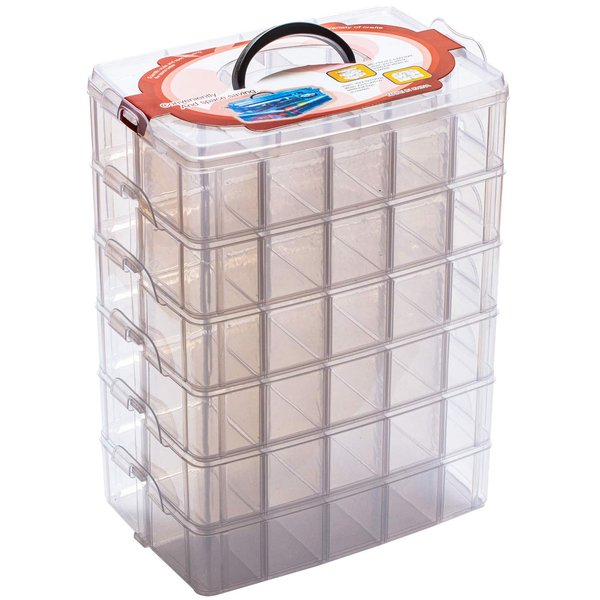 Sooyee 6 Layers Stackable Storage Container Clear 60 Adjustable Compartments,Compatible with Small Toys Arts and Crafts Piping Tips Hardware Storage Organizer