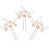 Sppry Wedding Hair Pins (3 Pcs) - Elegant Pearl Floral Crystal Hair Accessories for Bridal Women (Rose Gold)