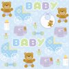 Creative Converting Baby Shower Teddy Baby Blue 16 Count 3-Ply Paper Beverage Napkins