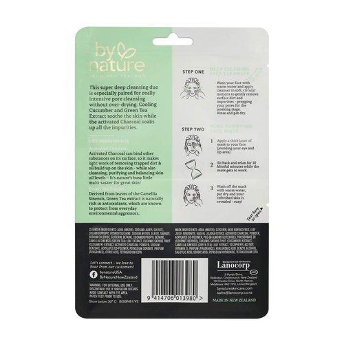 By Nature 2 in 1 Pore Purifying Face Cleanser and Mask with Green Tea and Activated Charcoal