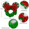 Red Christmas Scrunchies with Bow and Sequins, Velvet Mouse Ear Hair Ties for Women and Girls, Festive Holiday Ponytail Accessories and Party Favors