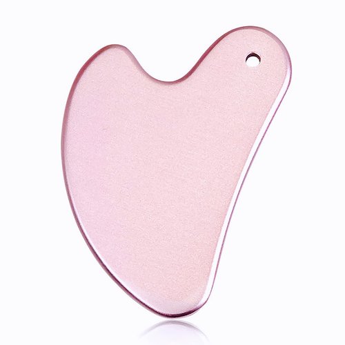 ROISOOT Upgrade Gua Sha Aluminium Alloy Beauty Tool for Face, Massage Scraper for Facial Skin Care (Rose Pink)