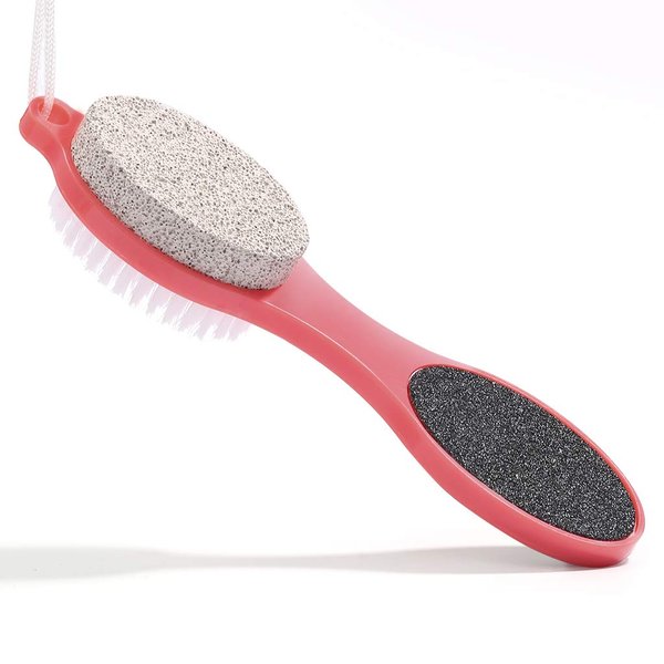 CAREHOOD Foot File Callus Remover - Multi Purpose 4 in 1 Feet Pedicure Tools with Foot Scrubber, Pumice Stone, Foot Rasp and Sand Paper for Home Foot Care (Red Pedicure Foot File)