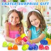 144Pcs 2.36'' Tall Iridescent Marble-like Plastic Easter Eggs for Kids Egg Hunt Basket Bag Empty Stuffers Fillers with 2pcs Cute Non Woven Bags, Toys Filling Treats & Easter Theme Party Supplies Favor
