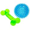 Knivel Spiky Ball and Bone for Small Dogs - Puppy Teething Toys Bone Dog Toy Set for Smart Newborn Pet - Doggy Interactive Chew Mini Dental