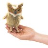 Folkmanis Mini Great Horned Owl Finger Puppet, Brown, White, Black