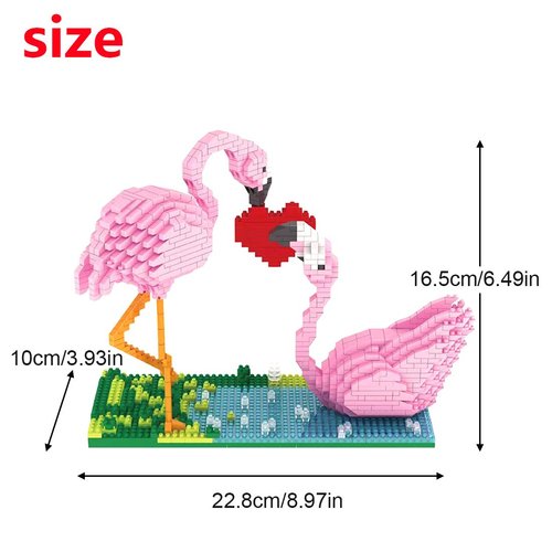 Larcele Micro Building Blocks Mini Building Toy Bricks,1500 Pieces KLJM-02 (Flamingo)