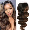 UNICE Ombre Highlight Body Wave 4x4 Lace Closure Free Part, Brown Human Hair Wavy Closure with Dark Roots FB30 Color 14 inch