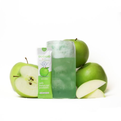 Bobelo Self Carbonating Hydration Packets | Low Calorie Drink Mix, Electrolytes Powder Packets | Keto Friendly, Low Sugar Water Enhancer | Soda & Sparkling Water Alternative | Sour Apple (15ct)