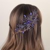 Aimimier Bridal Royal Blue Crystal Hair Comb Rhinestone Silver Hair Vine Side Comb Prom Party Festival Wedding Hair Accessories for Women (Blue)